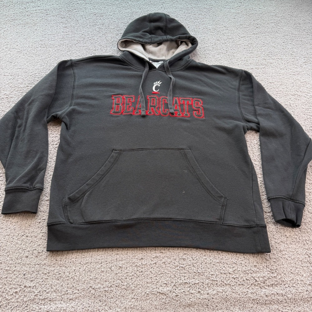 Champion Cincinnati Bearcats Hoodie Grey Mens Large Embroidered NCAA 2021
